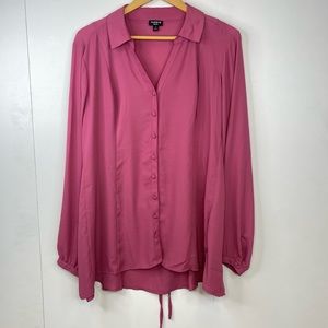 Torrid Harper 2X Purple Tunic Top Shirt Plus Size Button Up Long Sleeve